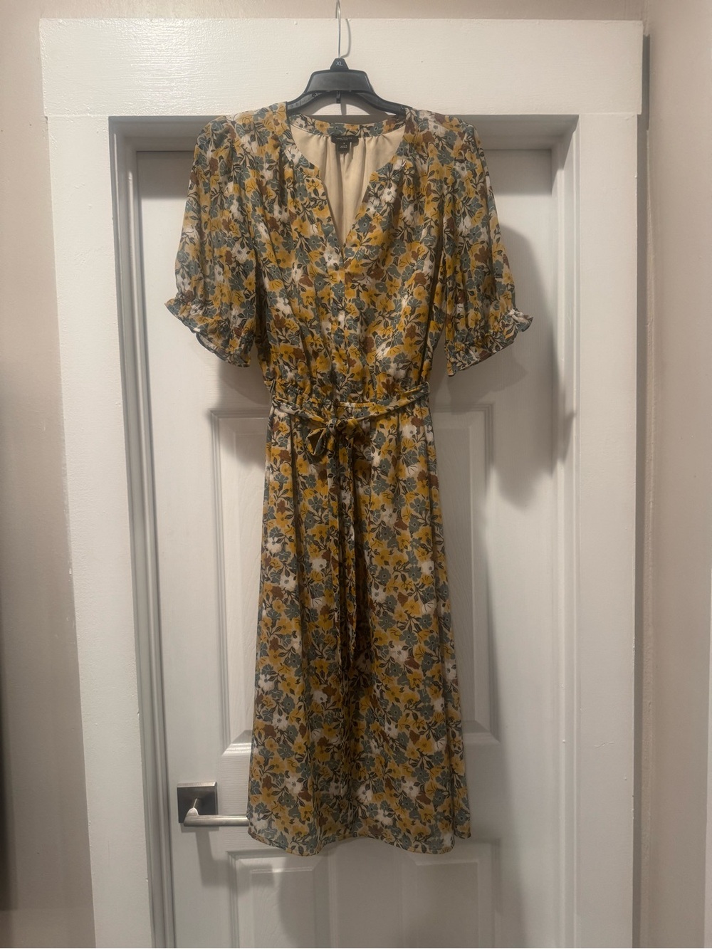 Ann Taylor Factory Mustard Floral Midi Dress